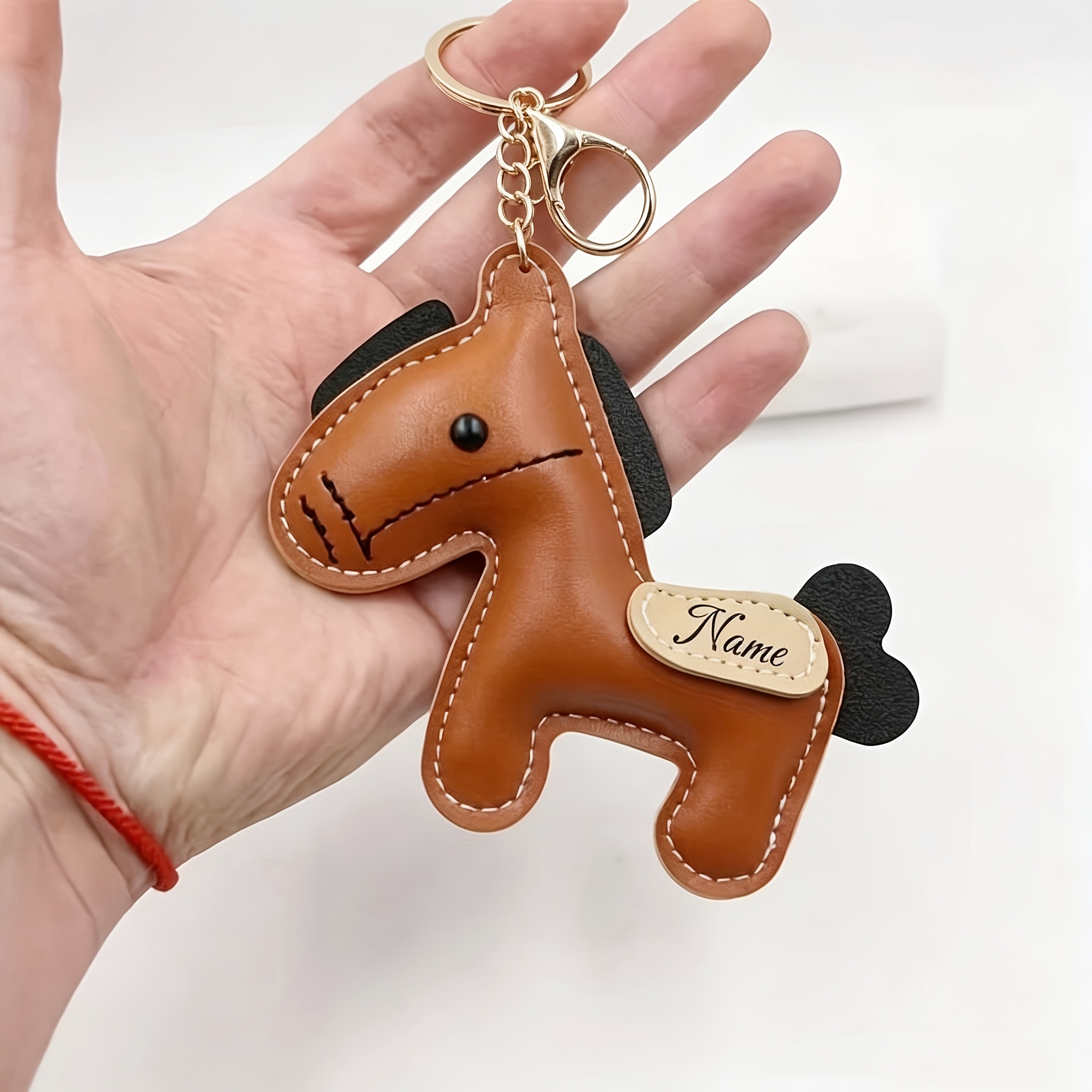 TEMU Llavero de Caballo Personalizado - Anillo Colgante Dorado con Forma de Caballo, Accesorio para Bolso, Regalo para Mujer, Ideal para /Navidad |
