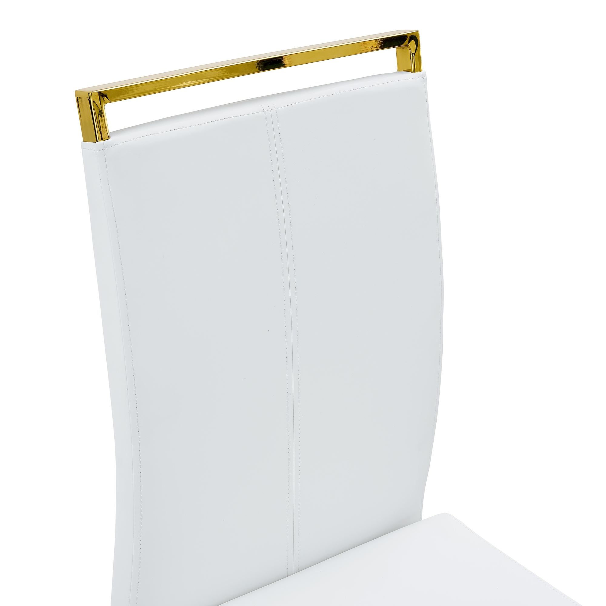 Modern Dining Chairs Set of 4, High Back White Kitchen Chairs, Faux Leather Side Chair with Gold Plated Metal Legs, Easy to Install Upholstered Dining Chairs, Ideal for Living Room, Easy to Install (Golden/Silver Leg) Local Warehouse