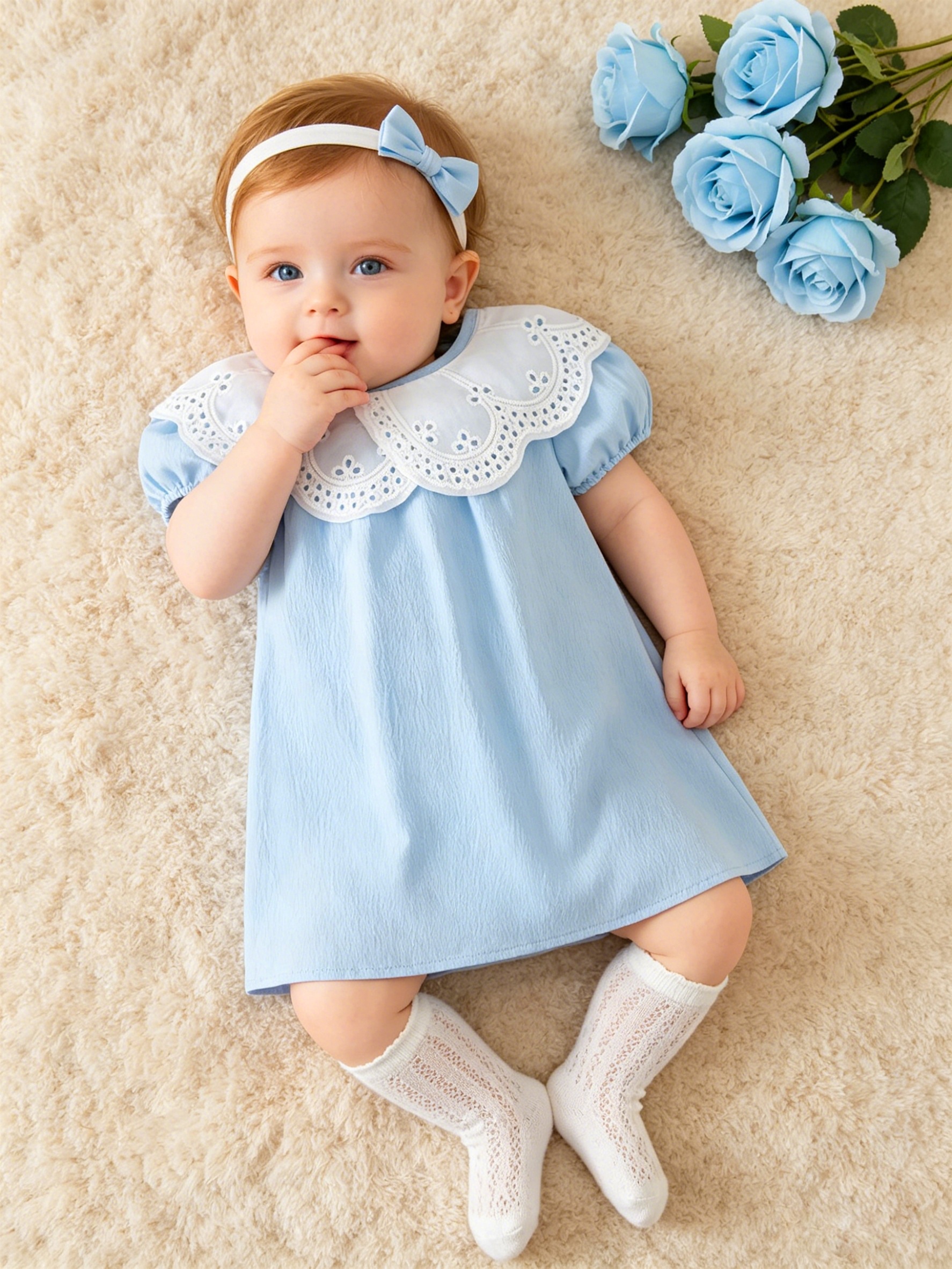 blue dress infant Newborn Knotted Gown and Hat Set Navy Blue, Newborn Clothes for Boys