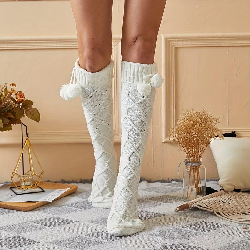 

Cozy Knit Over-the-knee Socks For Women - Solid Color, Warm & Stylish Leg Warmers, Fall/winter