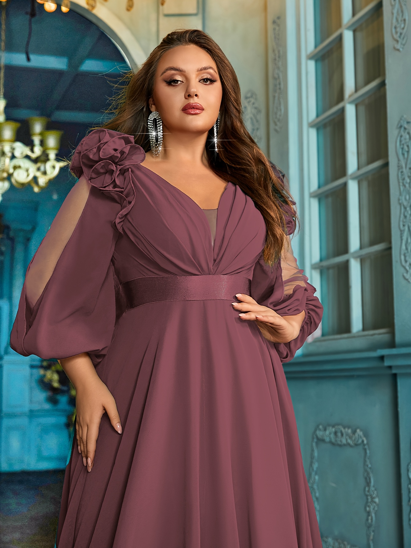 slim fit dress slacks Spaghetti Straps Floor Length Plus Size V-Neck Bridesmaid Dresses with Slit