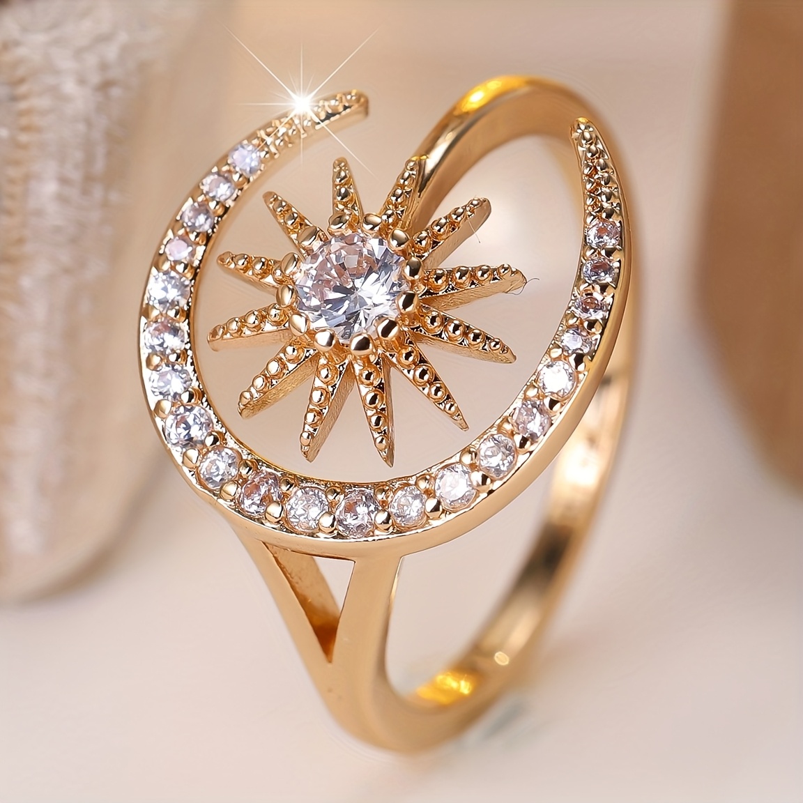Image of Angol Fashion , Trendy Moon And , With Sparkling Synthetic Zirconia, Golden Or Silvery, Choose Like, Pairs With Daily Wear And Party Accessories, Suitable For Eid And Ramadan