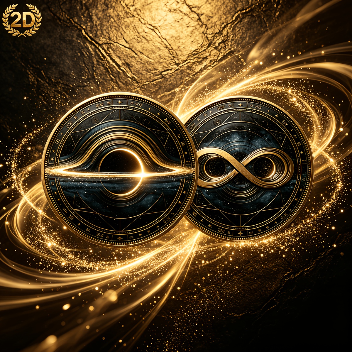 TEMU Replica Coin 1 Black -time Infinity Symbol Double-sided Commemorative Coin, 2d Flat Printed Alloy Coin, Starry Collectible Challenge Coin,