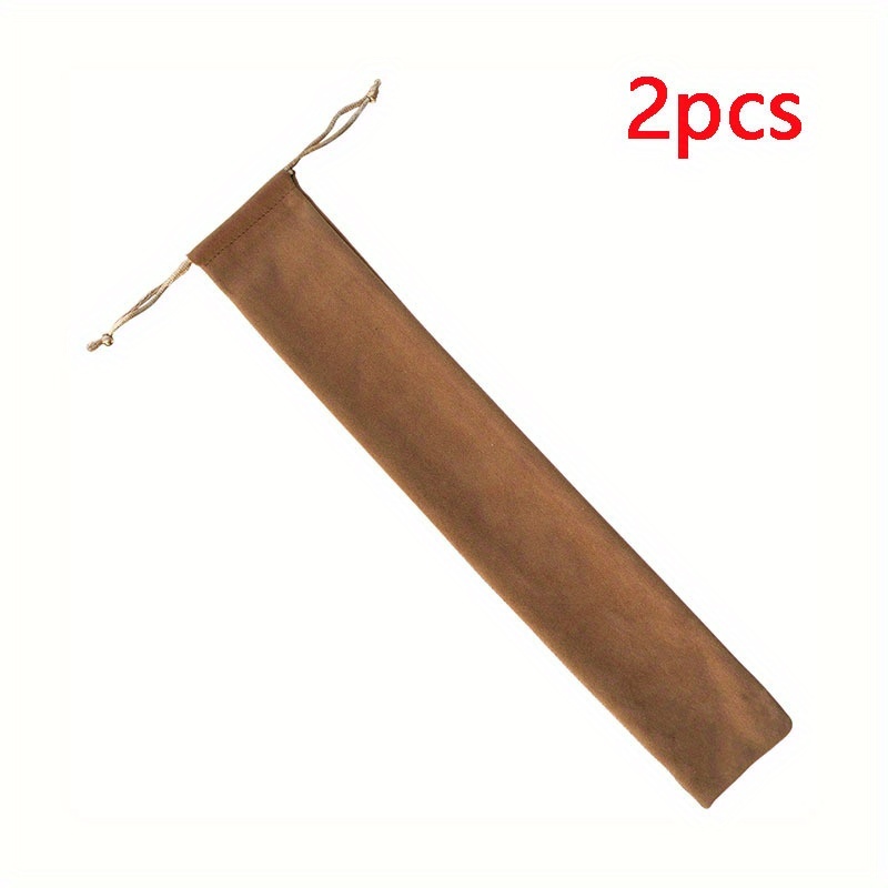 TEMU 2pcs, Large Folding Hand Fan Storage Bag, Black/khaki Velvet Cloth Bag, Long Cloth Sleeve Hand Fan Protection Bag, Drawstring Pocket Gift Bag,