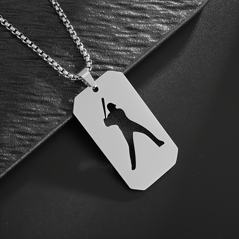 TEMU Une nouvelle chaîne collier avec pendentif carré étoile de baseball unisexe, un cadeau de bijoux stylé sur le thème du sport