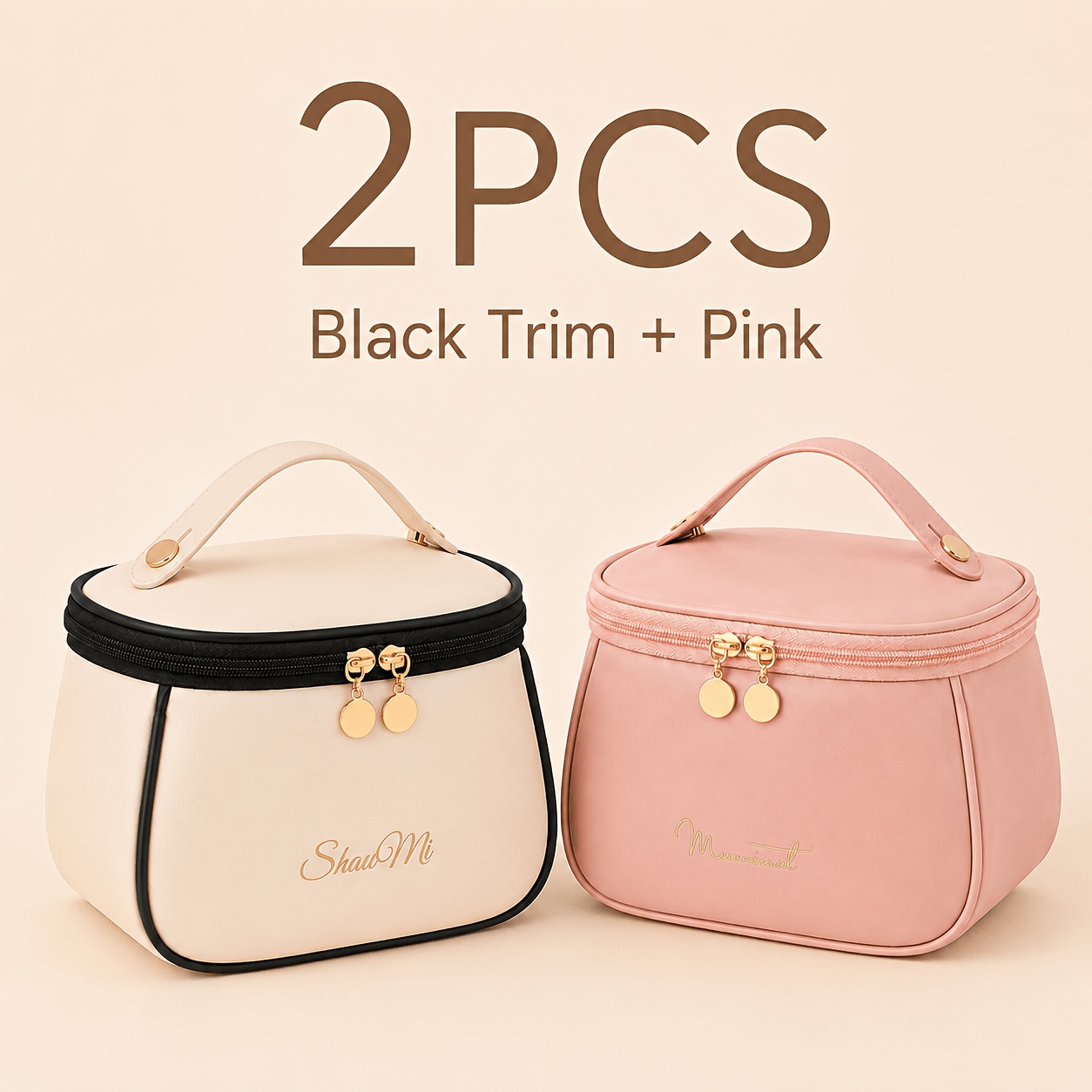 TEMU Ensemble de 2 trousse de toilette de voyage, grand organisateur de Cosmétique portable avec porte-pinceaux, trousse de rangement
