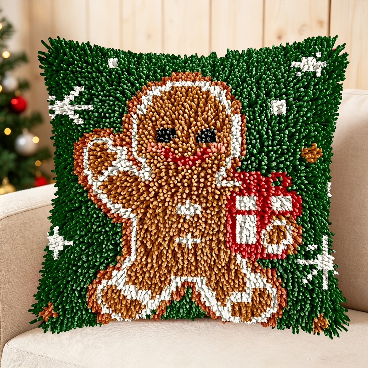 Christmas Gingerbread Man Latch Hook Kit for Beginners