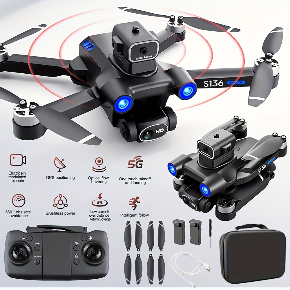 

Gps S136 Positioning Drone With 2 Batteries - Dual Cameras, Return, Four-sided Obstacle Avoidance, Positioning, Intelligent - For Photography & Enthusiasts