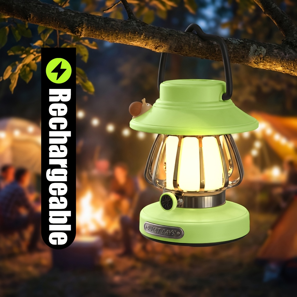 TEMU Portable Battery-operated Usb Rechargeable Lamp With 3 Dimmable Led Colors, Perfect For Tents, Bedrooms, And During Power Outages. In 4 Colors: