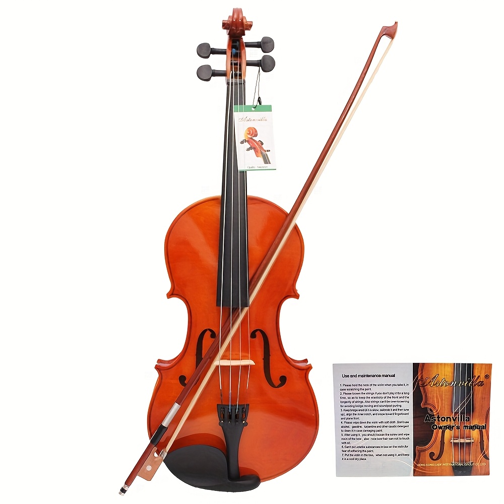 Violín de 16 Pulgadas Hecho a Mano en Madera Regenerada Premium con Acabado al Aceite, Color Marrón Oscuro - Incluye Arco y Estuche (Caja Triangular) para Músicos Profesionales y Estudiantes