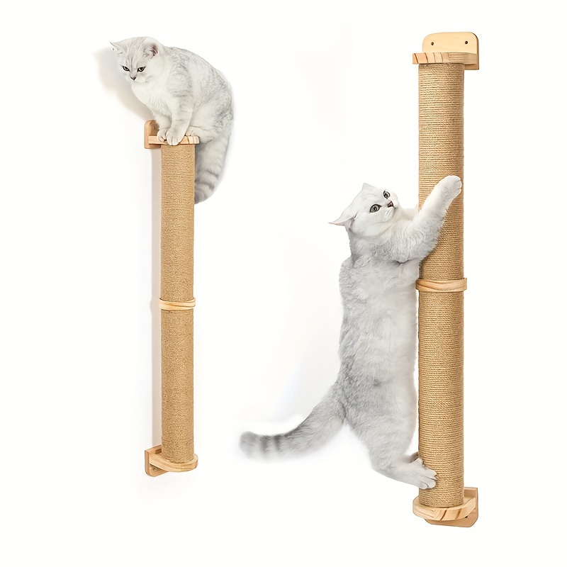 

Wall-mounted Cat Scratching Post Suitable For Both Large And Small Cats - Indoor Cat Activity Tree With Sisal Rope Scratching Board, Wooden Cat Wall Furniture Cat Climbing Tube