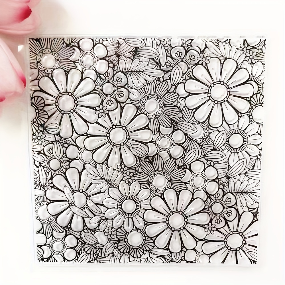 

Floral Background Rubber Stamp For Diy Scrapbooking And Card Making Decoration, Clear Stamp Craft Stencil Template