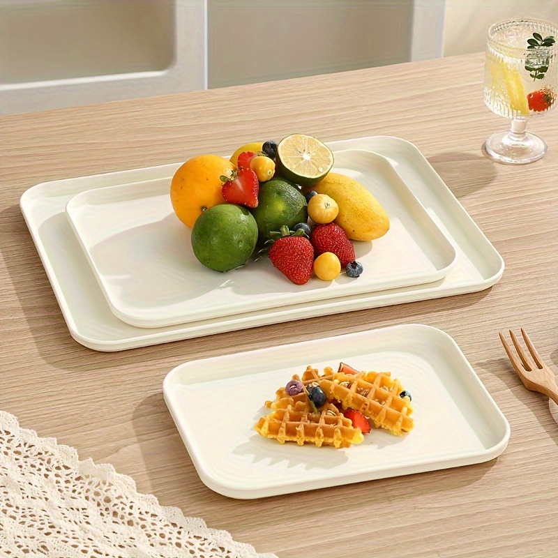 2 Plateaux Rectangulaires En Plastique - 30,5x22 Cm - Couleurs Rose Et Vert - Pour Restaurant, Café, Maison - Faciles à Nettoyer - 7