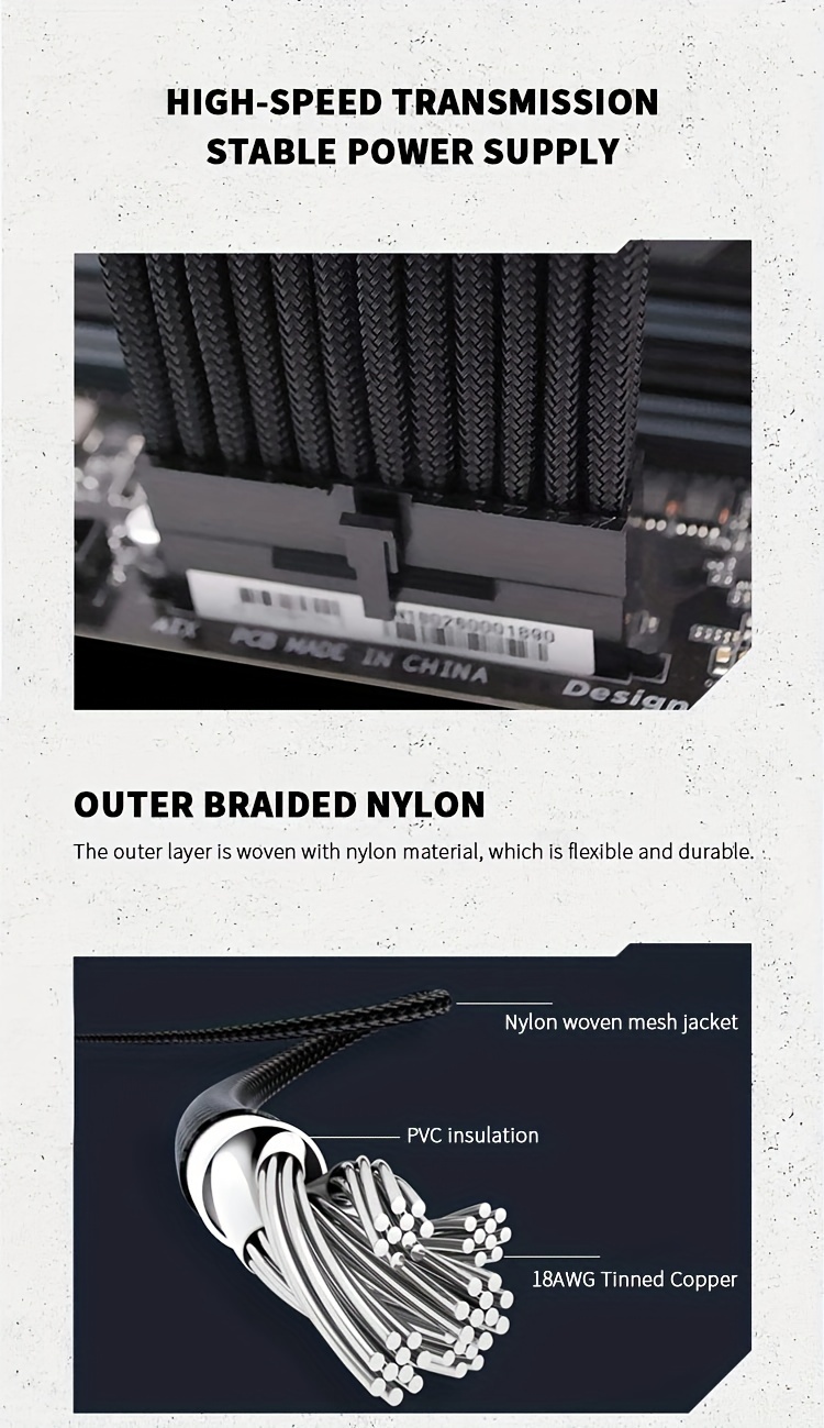 psu extension cable kit atx 24pin pci e 8pin eps cpu 8pin customization mod sleeved supply cable kit details 1