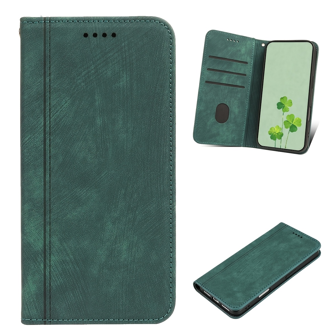 TEMU Phone Case - Compatible With Galaxy S21/s22/s23/s20 Fe Series Flip Phone Case, With 3 Built-in Card Slots And Stand, Full Shockproof Protection,