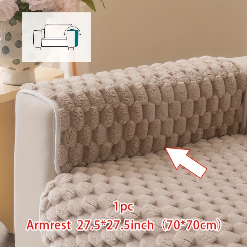 TEMU 1pc Honeycomb Plush Comfortable Plush Sofa Cushion, Warm And Breathable Sofa Cover, Easy And Modern, Pet-friendly Sofa Cover - Warm Grid