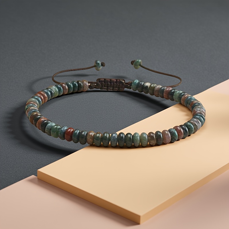 E-shop 1 Stück Ethnische Herren Armband aus Naturstein, Verarbeitetes Verstellbares Indisches Achat Abakus Perlen Armband, Geeignet für Täglichen
