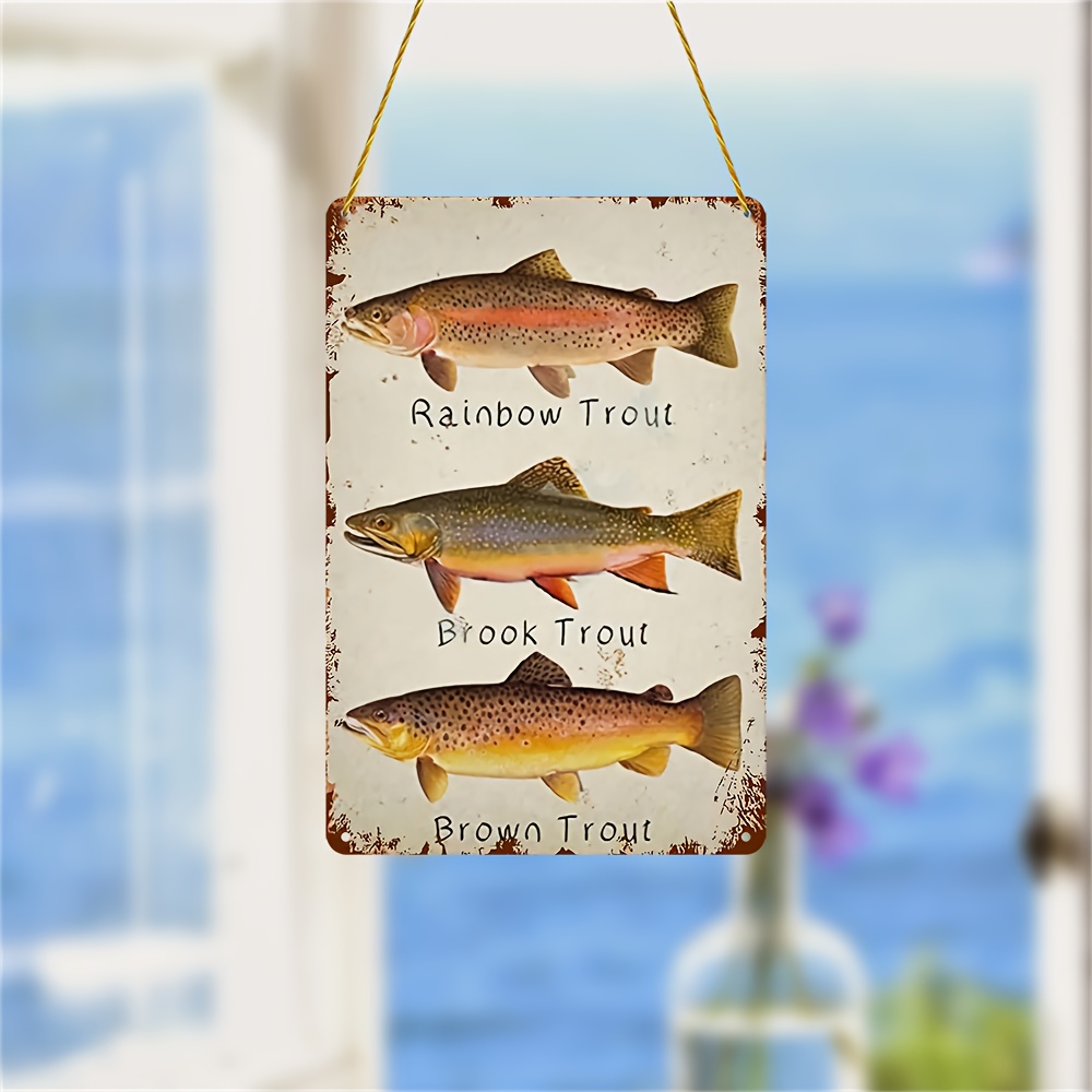 Rainbow Trout Brook Trout Brown Trout Retro Metal Decor Wall - Temu