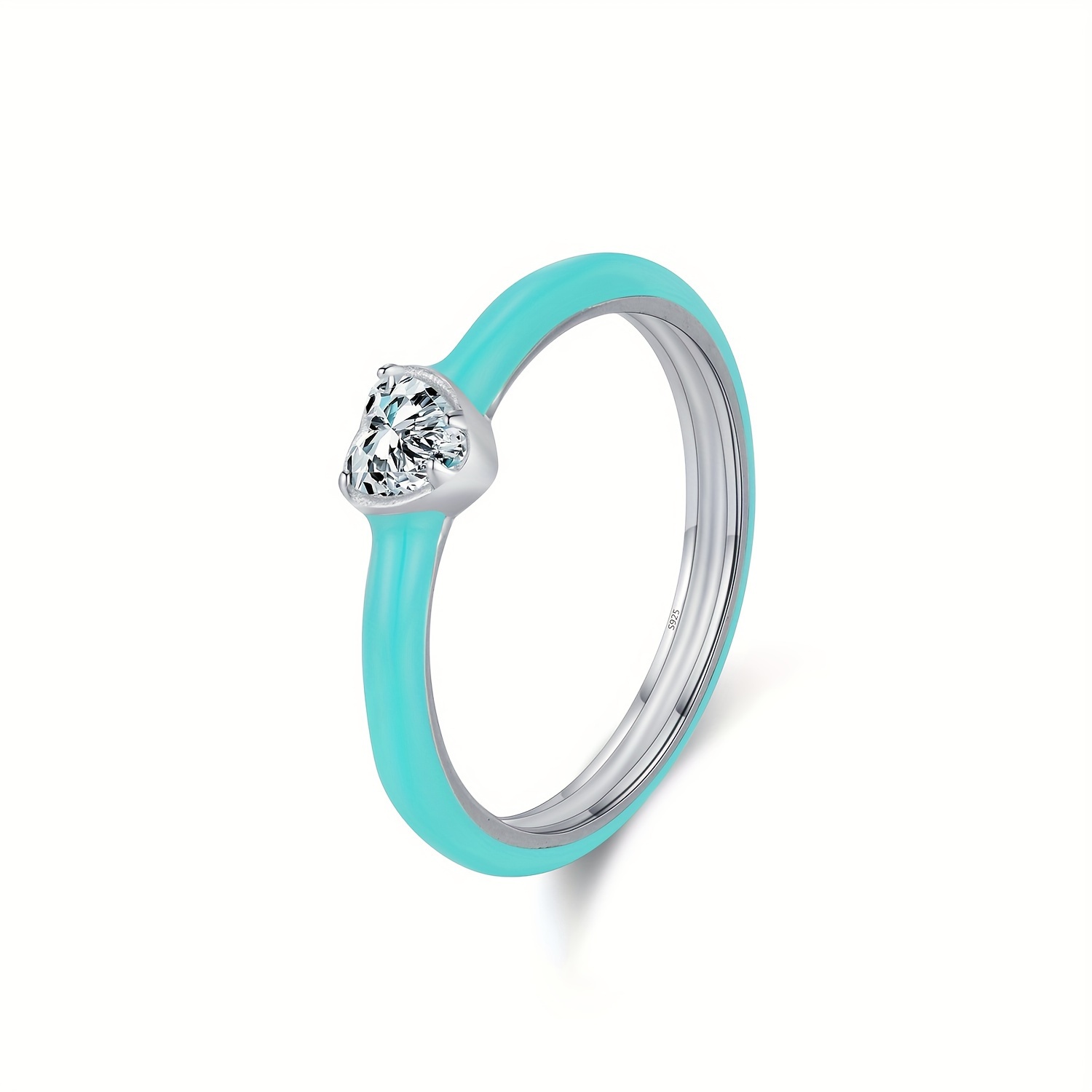 Women's 925 Sterling Silver Colorful Enamel Hearts Stackable Ring