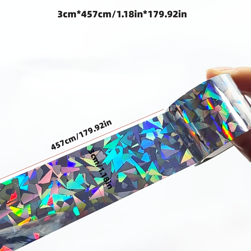 TEMU Bandiera riflettente laser fai-da-te, forniture per taglio nastro argentato, pellicola laser per confezionamento scatole regalo decorazione