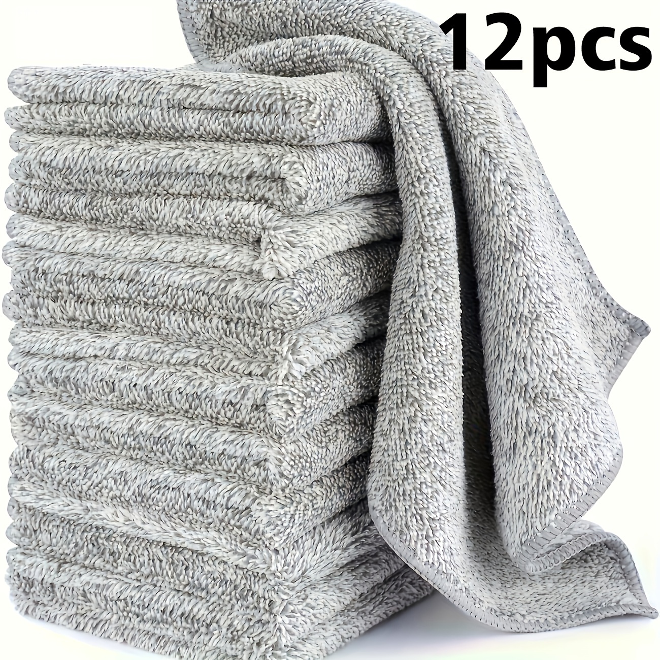 Image of 6/12/18pcs Microfiber Cleaning Cloth Set - Kitchen Towels, Absorbent, , Suitable For Household Cleaning, Dishwashing, Washing - Removes Grease And Stains