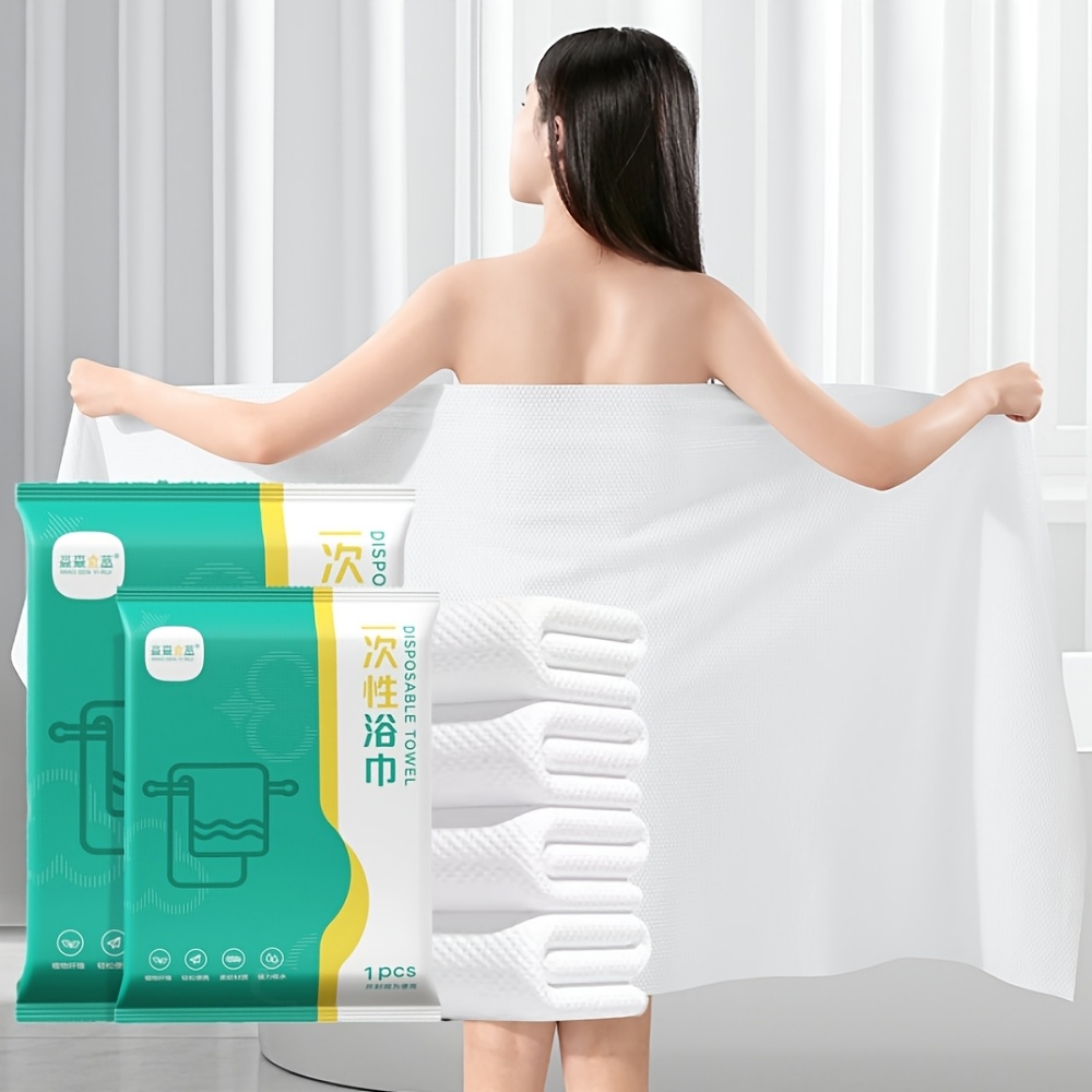 item picture 3pcs fiber disposable bath towels suitable for travel gym camping individually wrapped thick towel sheets   friendly portable towel for machine washable for office vacations