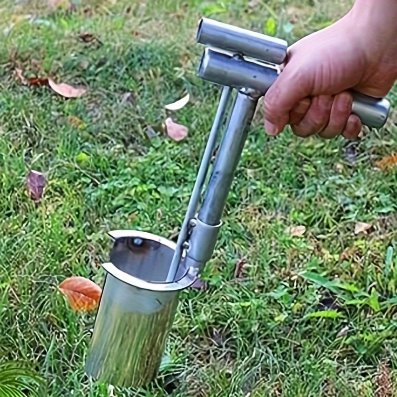 

multi-use" Stainless Steel Garden Transplanter Tool - Versatile Seedling & Bulb Planting Device With Handheld Soil Sampler, Perfect For Fruit Trees & Lawn Care