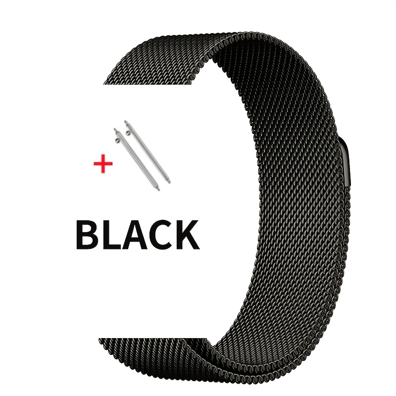 TEMU Elegant Stainless Steel Mesh Watch Bands, 18/20/22mm Compatible, Loop Strap With Magnetic Closure For Smartwatches