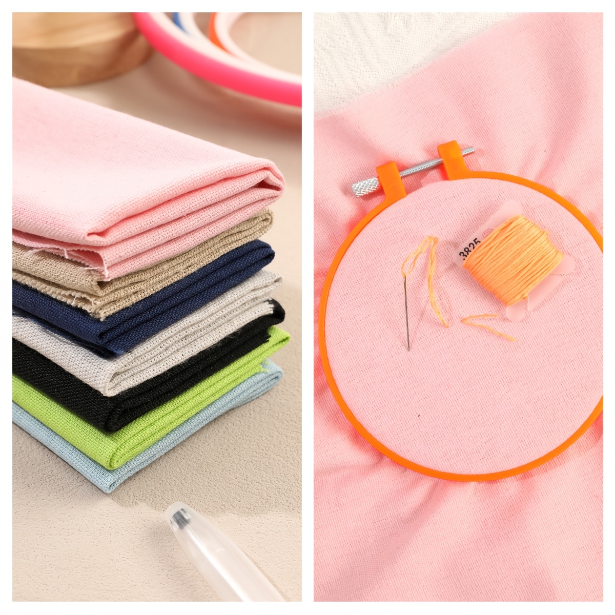 Embroidery Fabric Set, 3/7pcs 30x30cm, 7 Colors