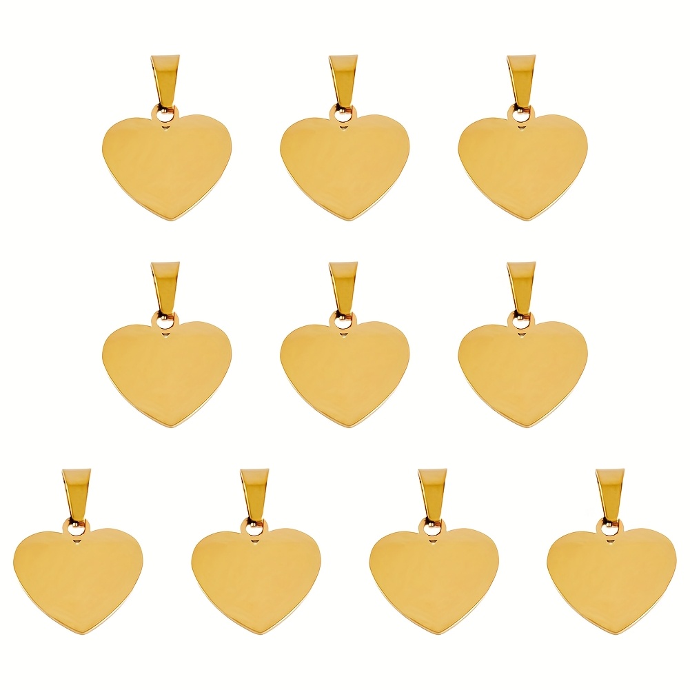 E-shop 10 Stk. 304 Edelstahl-Anhänger, -Rohtag, lasergeschnitten, Herz, golden, 16x17x1,2 mm, für Haustier-ID, Schlüsselanhänger, Graviermaterialien &