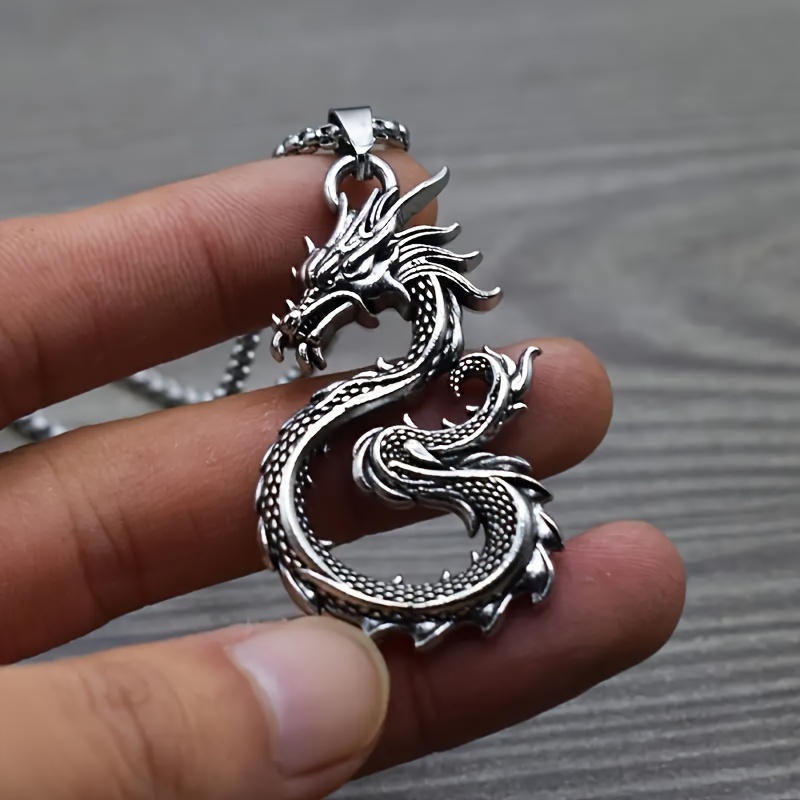 

Boys' Fashion Creative Dragon Pendant Necklace, Boys' Jewelry Decoration Accessories, Holiday Birthday Party Gifts