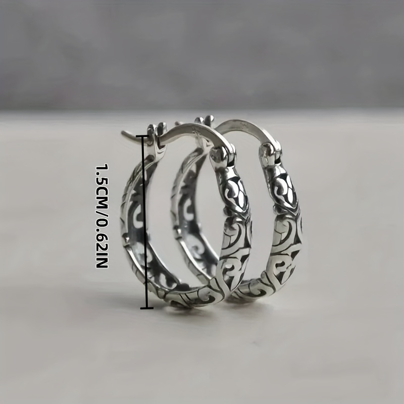 TEMU Une paire de boucles d'oreilles rétro creuses et tendance, style hip-hop en cuivre, pile
