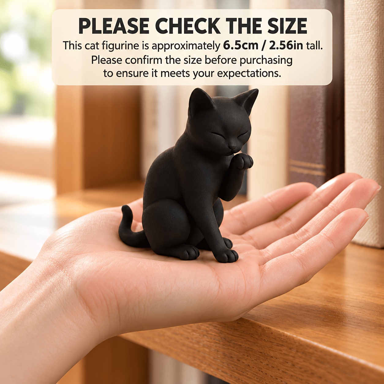 TEMU Estatua de Gato Negro, Figura de Gato en 3D, Decoración de , Decoración de Habitación, Adorno de Mesa, Exhibición en Ventana, Accesorio
