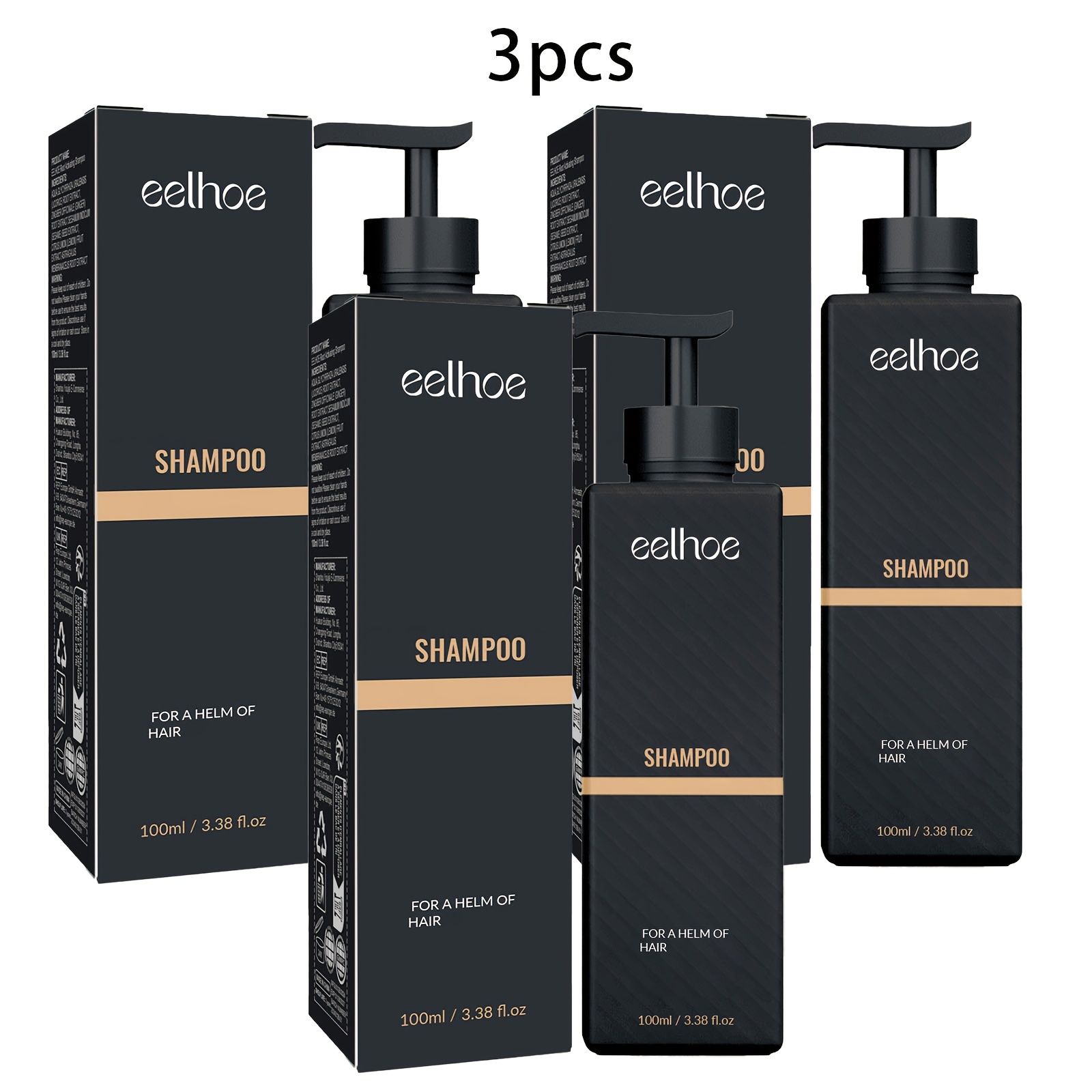 TEMU 3pcs Moisturizing Hair Care Shampoo, Suitable For Men And Women, Effectively Cleansing Hair, Smooth Fluffy. Care, 2-in-1 Shampoo, Hair Care Gift