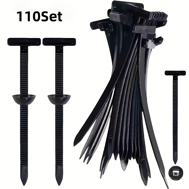 TEMU 20 Sets/110 Sets Of Durable Self-locking Nylon Cable Ties With Black Plastic Buckles - High-strength Uv-resistant Fasteners, Suitable For Car