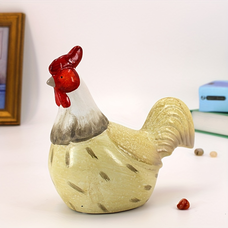 Ensemble de 2 figurines de coq et poule en ceramique artisanale Statuettes de decoratives accents de cuisine de ferme cadeau ideal pour