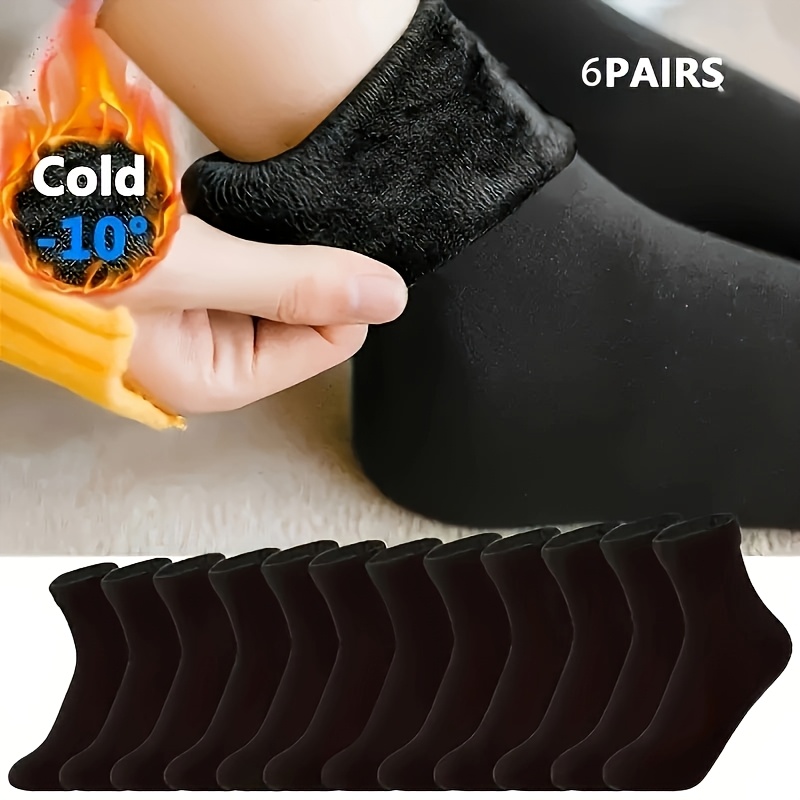TEMU 6 de Calcetines de Invierno para Esquí, Color Sólido, Cálidos y Cómodos para