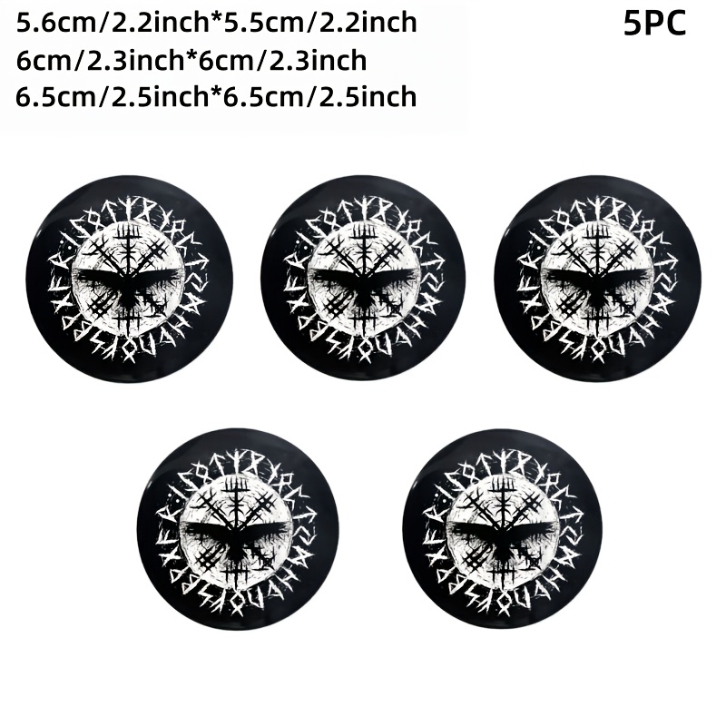 TEMU (5pcs) Viking Theme Pattern Automotive Tire Accessories Automotive Wheel Center Cover, Automotive Steering Wheel Center Cover Decoration,