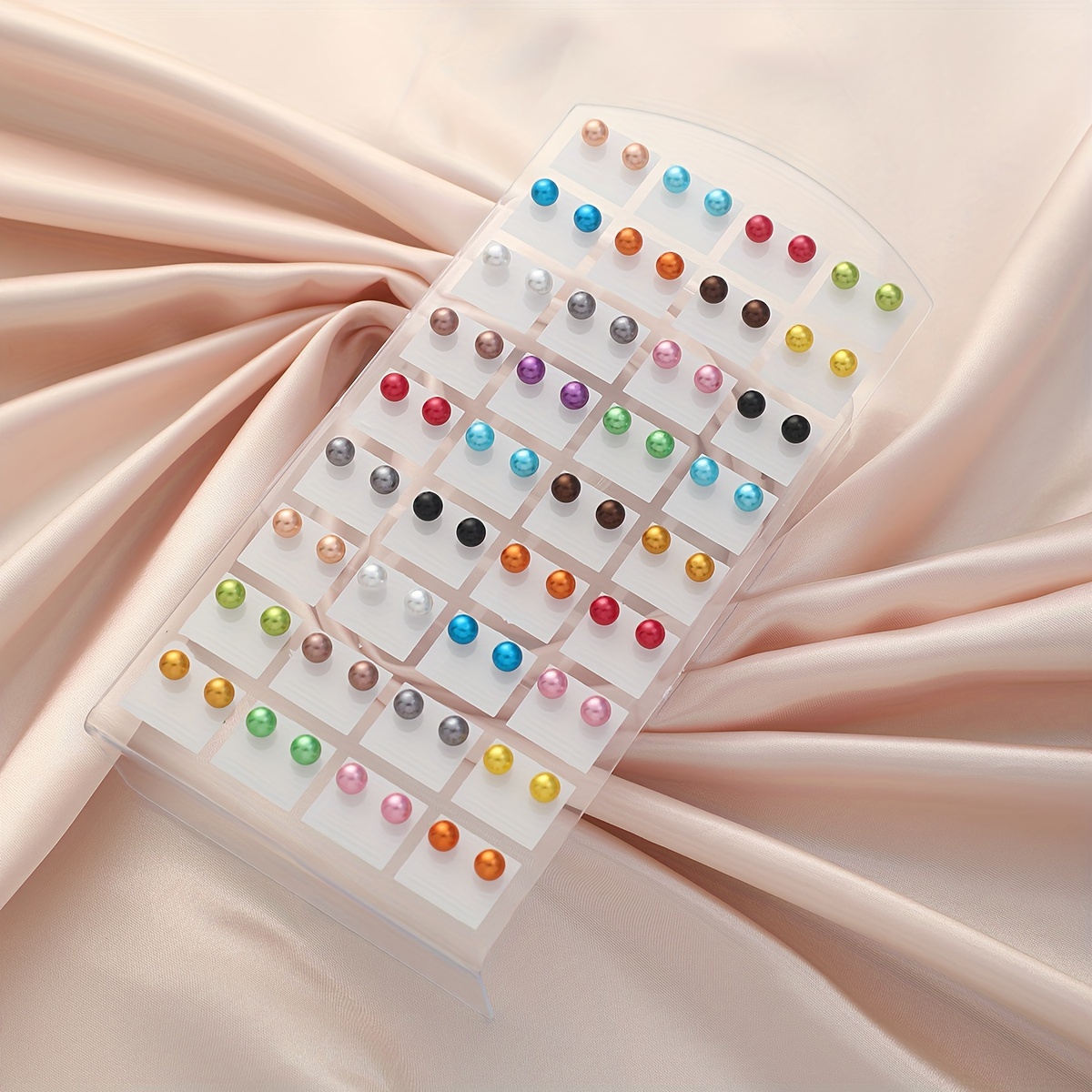 TEMU Set de 72 piezas de aretes de plástico minimalista con de perlas, colorido, lindo, versátil y para uso diario, combinación grande