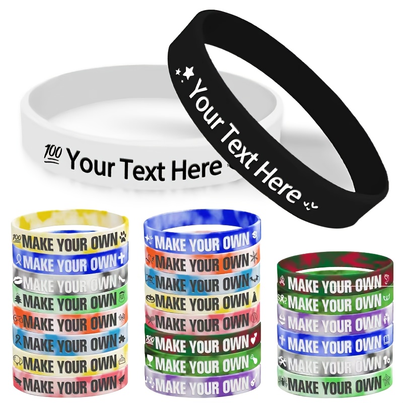 70pcs Silicone Bracelets with Heart Patterns, Customizable Designs