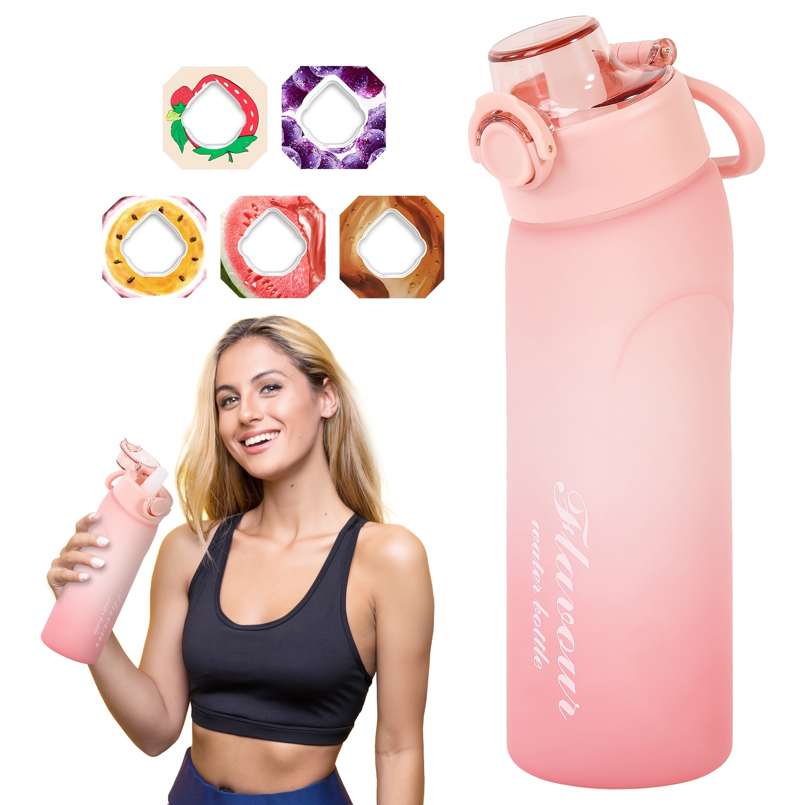 

1pc 25oz Pink Water Bottle With 5 Pods - Leakproof, Portable For Outdoor Sports & Fitness Enthusiasts, Sports Water Bottle