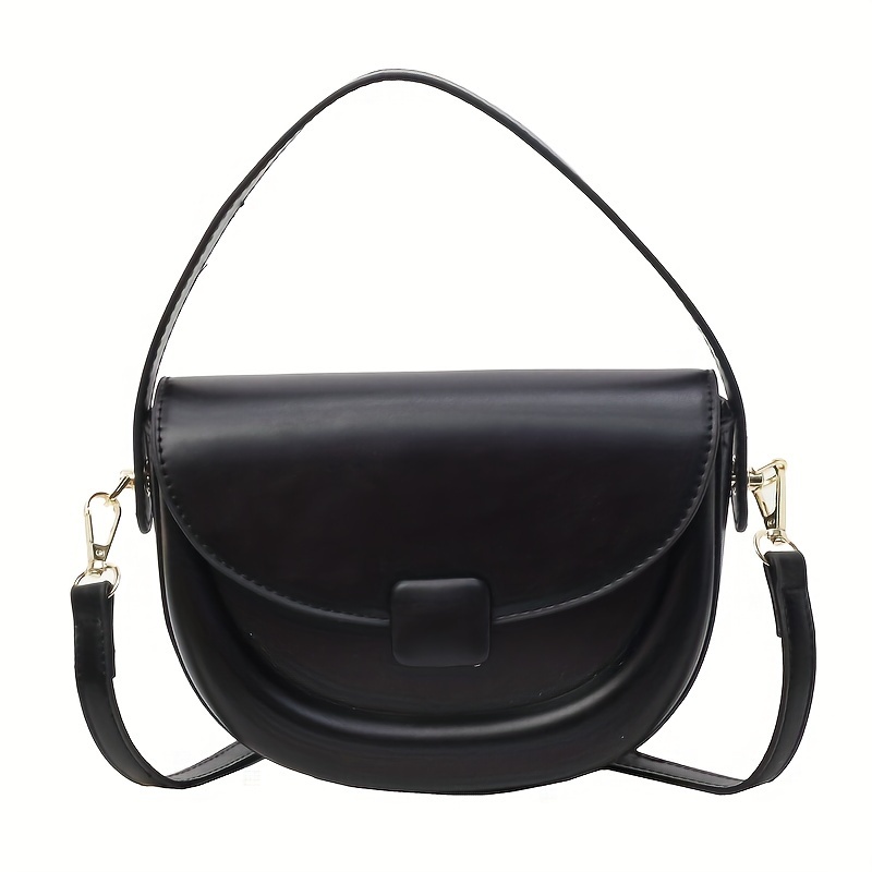 Minimalist Saddle Bag Women Trendy Solid Color Handbag Niche - Temu Canada