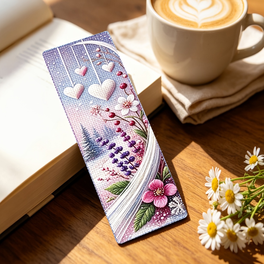 11-Carat Cross-Stitch Bookmark Set, Winter Heart Snowscape