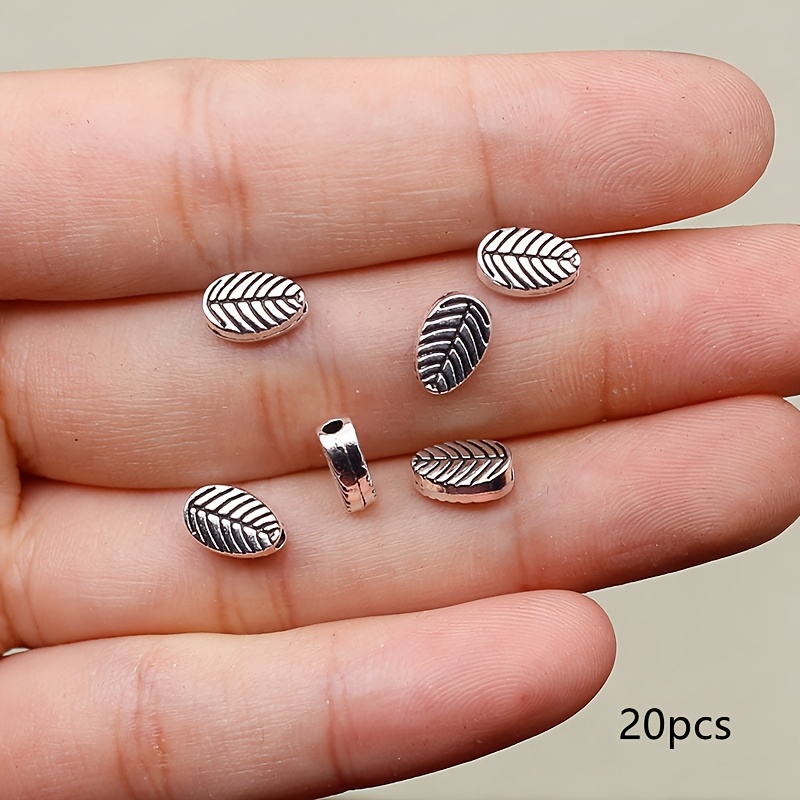 Image of 20pcs Vintage Silvery Leaf Small Hole Beads Beaded Loose Beads Beads Decorative Beads Diy Crafts Handmade Make Bracelets Necklaces Jewellery Accessories 6x8mm