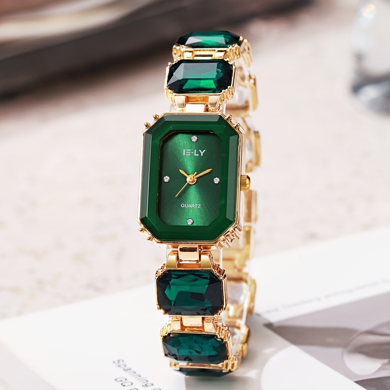 TEMU Stylish Women's Wristwatch Featuring A Colorful Design With Rhinestones And Quartz Movement