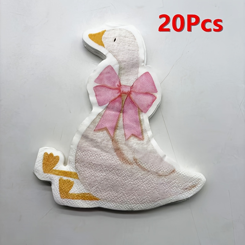 TEMU 20pcs Silly Goose Paper Napkins, Disposable Hand Towels For Birthday Party Decoration, Pink And Bowknot Wooden Silly Goose Shower Decor Funny