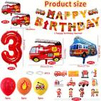 fire truck emergency vehicle balloon set vibrant red with happy birthday banner fire truck cake and cupcake toppers for parties birthday party decorations fire truck theme durable rubber balloons birthday party decorations