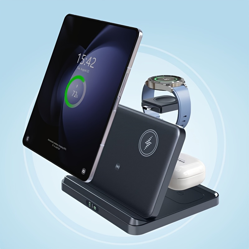 

New Wireless Charger Charging Station For S24, S23, S22, S21, S20 Ultra, Fe, Note 20, 10, 9, Z Fold 5, 4, 3, 2, Z Flip 6, 5, 4, 3, 2, For 6, , 5, 4, 3, Active 2, 1, Buds+, Pro, Live