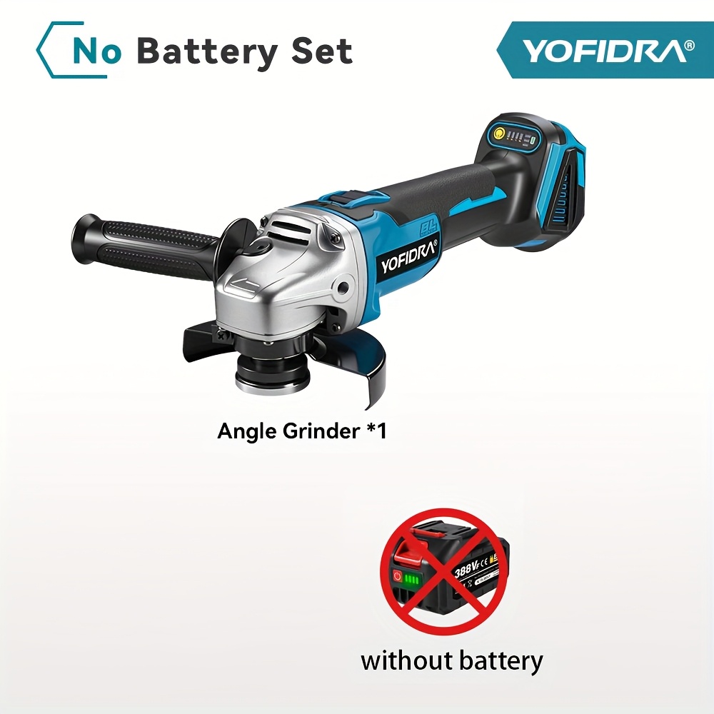 E-shop 2000 W bürstenlose elektrische Winkelschleifer-Poliermaschine 125 mm, Elektrowerkzeug für Makita 18V-Akku (Akku nicht im Lieferumfang enthalten)