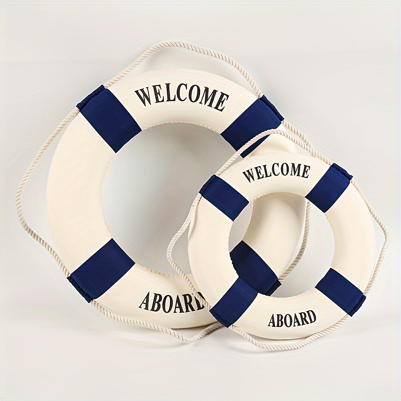 

Mediterranean Style Home Decor - 2 Pack Welcome Nautical Life Ring Wall Hanging Ornament - 9.84" Decorative Plastic Life Buoy - Animal Theme No-electricity Coastal Wall Art For General Fit Occasions